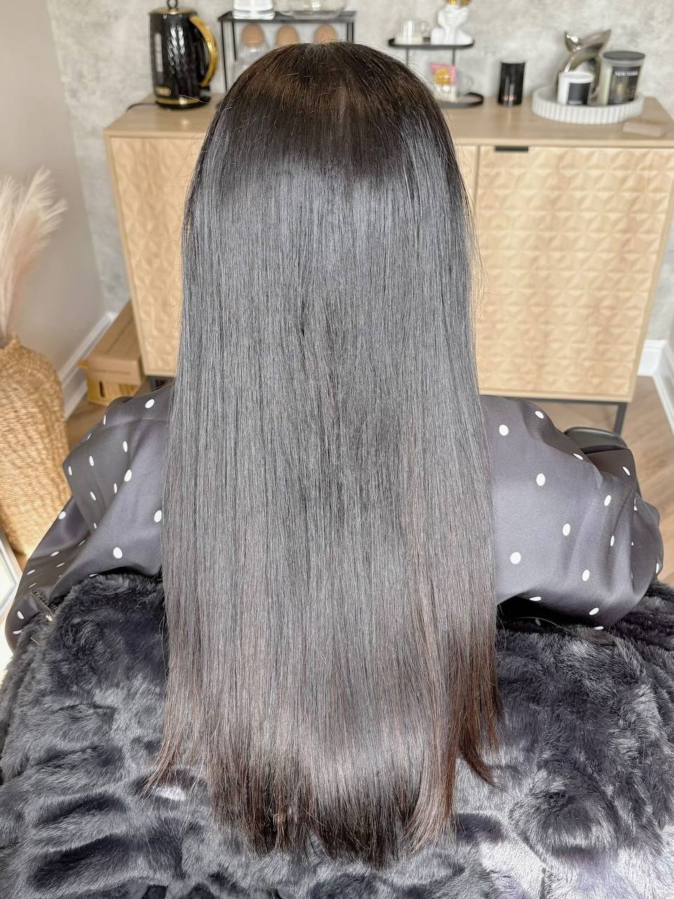 Seamless tape-in hair extensions.